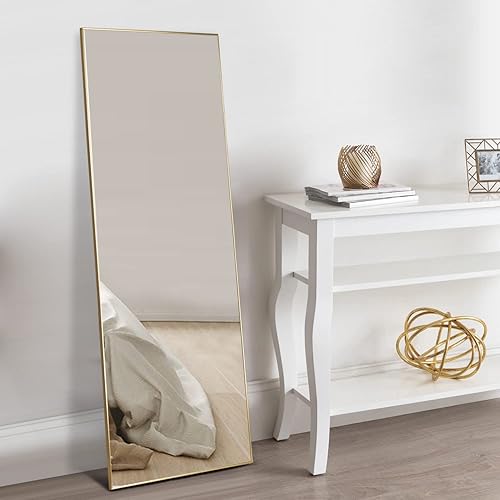 Natsukage - Espejo de cuerpo completo para colgar en la pared o apoyarse contra la pared, espejo de tocador con marco de aleación de aluminio (44 x