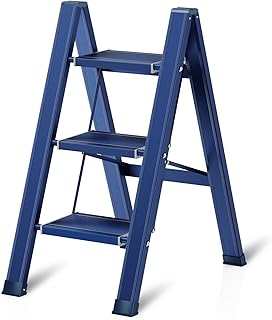 3 Step Ladder Aluminum Lightweight Folding St...,