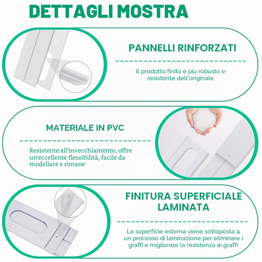 4 pezzi set di guarnizioni per condizionatore portatile, 10 cm, 130 e 150 mm, universale, set di guarnizioni per finestre per condizionatore portatile, guarnizione per porte per finestre da 43-140 cm