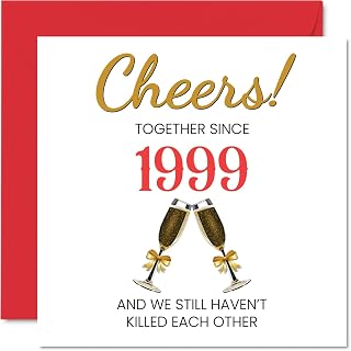 Funny 26th Anniversary Card for Husband Wife - Together Since 1999 - Happy 26th Wedding Anniversary Cards for Partner, I Love You Gifts, 5.7 x 5.7 Inch Greeting Cards for Twenty-Sixth Anniversaries