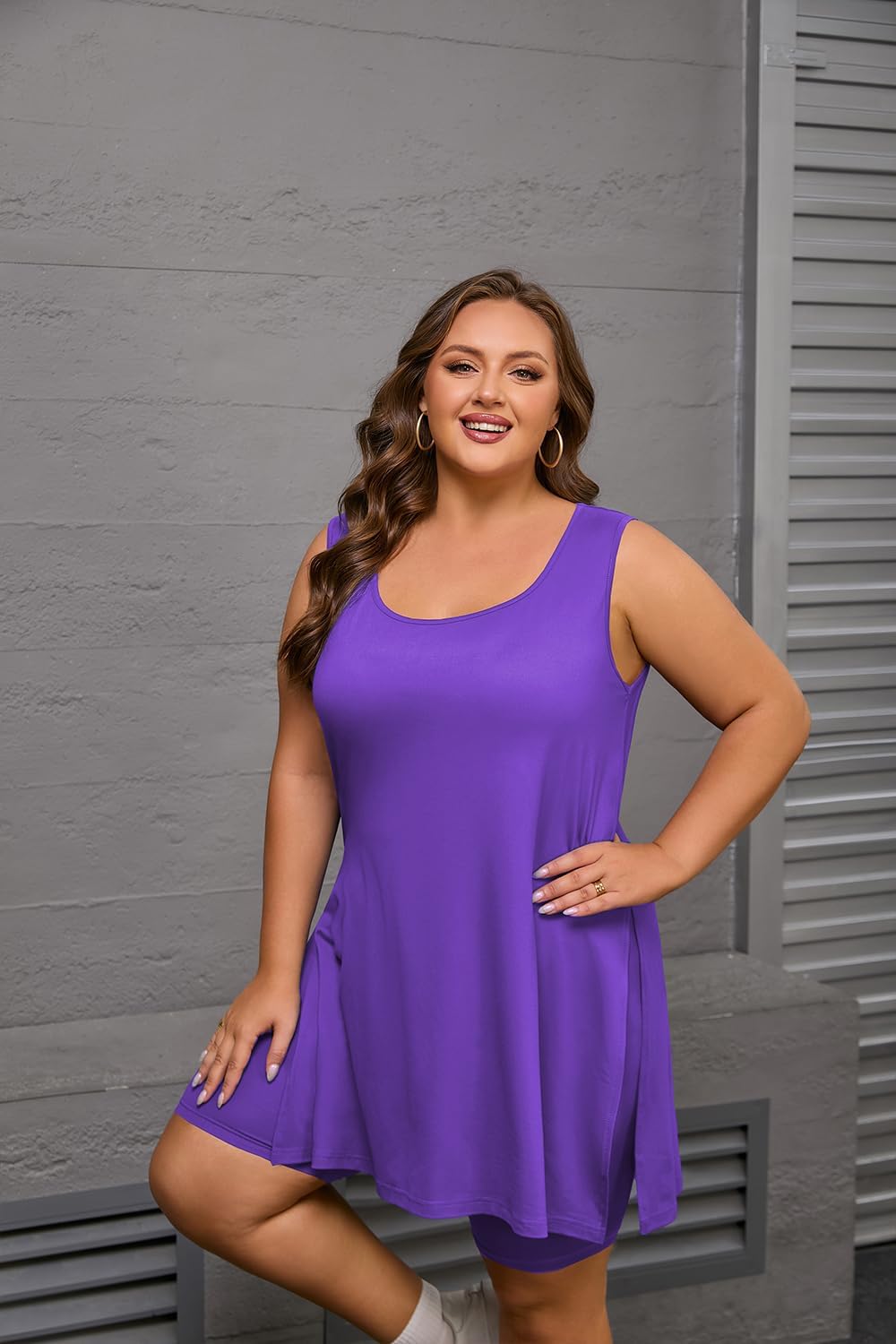 YeGine Women Plus Size 2 Piece Outfits Casual Sleeveless Tunic Tops Short Sets Summer Oversized Tshirts Shorts Sweatsuits - Image 5