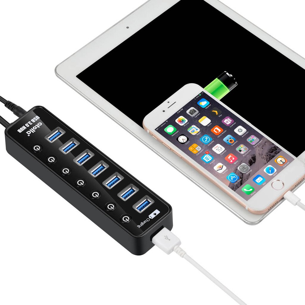 Hub USB 3.0 7 Ports Alimenté avec Interrupteur Indépendant 5V/4A 20W