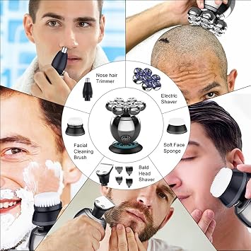 Head Shavers for Bald Men, 5 In 1 Razor 7-Blade Grooming Kit Electric Shaver For Men Head Rechargeable Electric Razor Body Beard Hair Trimmer Bald Shaving Machine