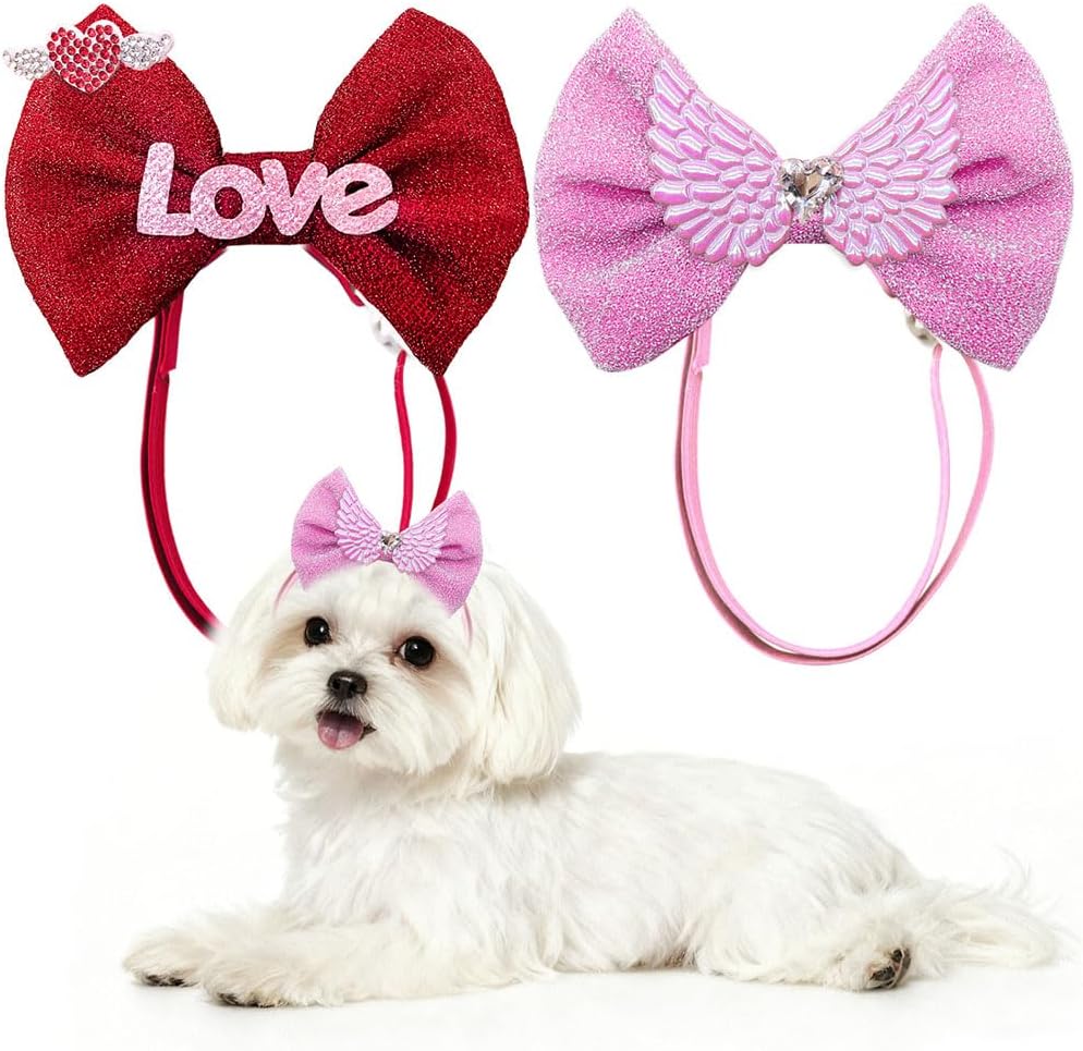 Amazon.com : 2Pcs Dog Hair Bow Headband for Small Medium Dogs ...