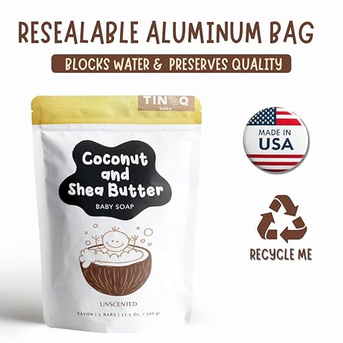 Miniatura 31 de Barra de jabón para bebés sin perfume para pieles sensibles, hipoalergénica y suave para bebés, niños pequeños, niños y adultos, manteca de karité