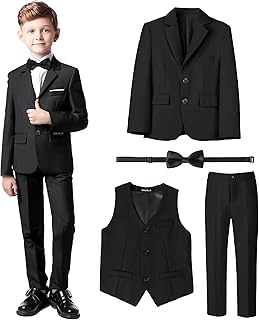 Boys' Formal Suit Set, with Suspenders, Adjustable Waist