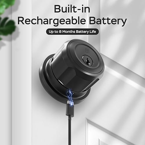 Miniatura 8 de GeekTale Cerradura de cerrojo de huellas dactilares con puerta de enlace G3, cerradura inteligente con aplicación, giro para bloquear y desbloquear,