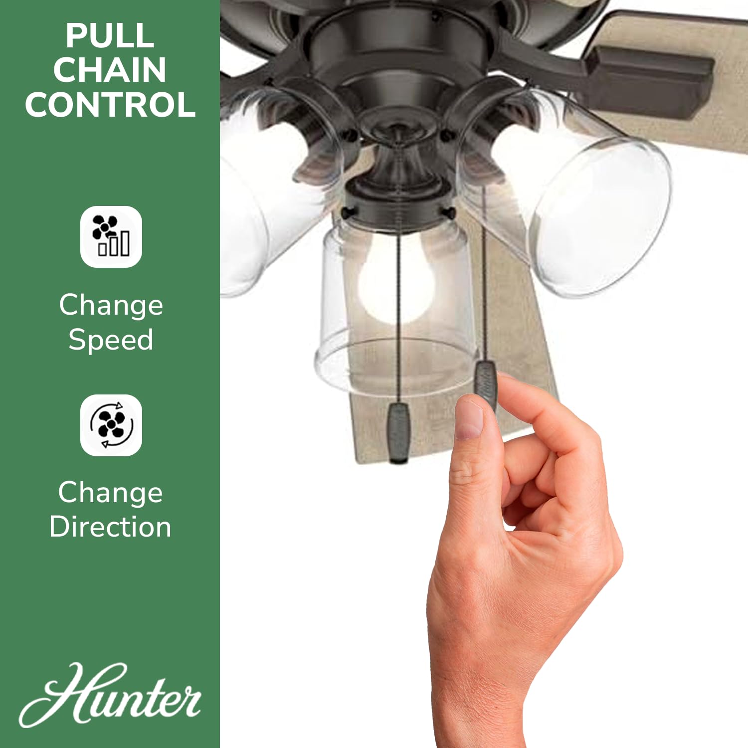 Hunter Fan Company, 54205 Crestfield Noble ventilador de techo de bronce con kit de luz LED y cadena de tracción