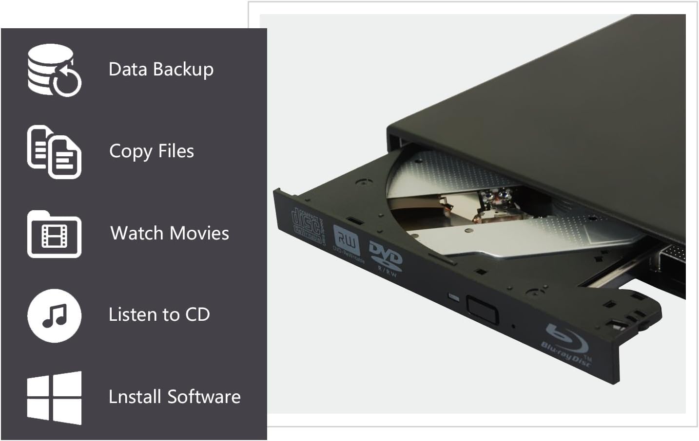 External Blu-ray DVD CD Drive USB 2.0 3D Blu-Ray Player Portable CD/DVD-ROM Burner BD-ROM for PC Compute Desktop Notebook