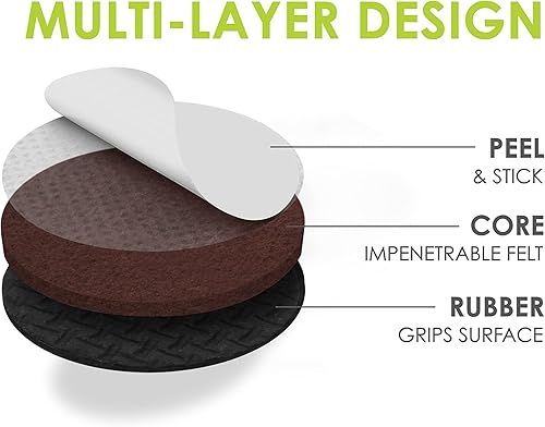 Miniatura 2 de Slipstick GorillaPads CB151 - Protectores de suelo antideslizantes para muebles (juego de 8) tapones de goma autoadhesivos redondos de 2 pulgadas