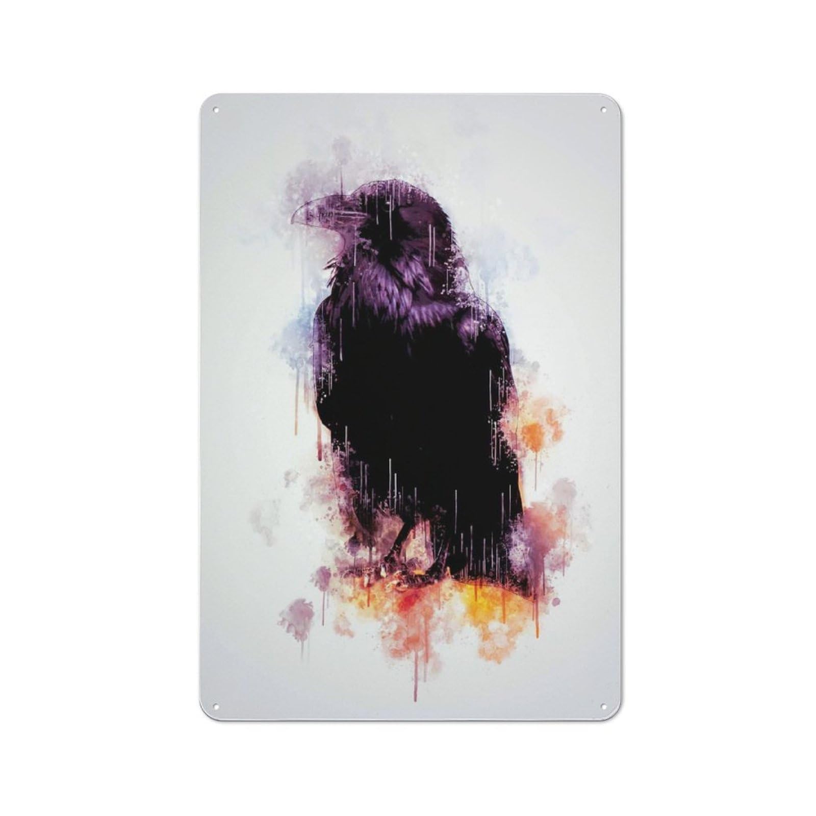 Raven Rustic Metal Wall Decor 30x20cm, Decorative Metal Plaque for Shed, Garden Room, Porch Or Garage
