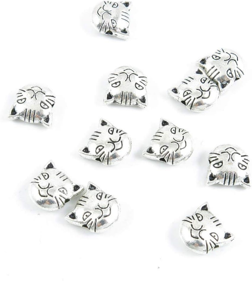 Qty 290 Pieces Silver Tone Jewelry Making Charms Filigrees I0VK0 Cat Kitten Head Loose Beads