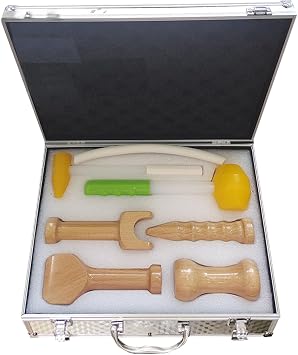 Hammer Spine Set,Chiropractic Hammer,Chiropractic Adjustment Chisel,Chiropractic Adjustment Hammer,4-Piece Set with Toolbox,Smooth Wooden Structure,for People with Physical Fatigue