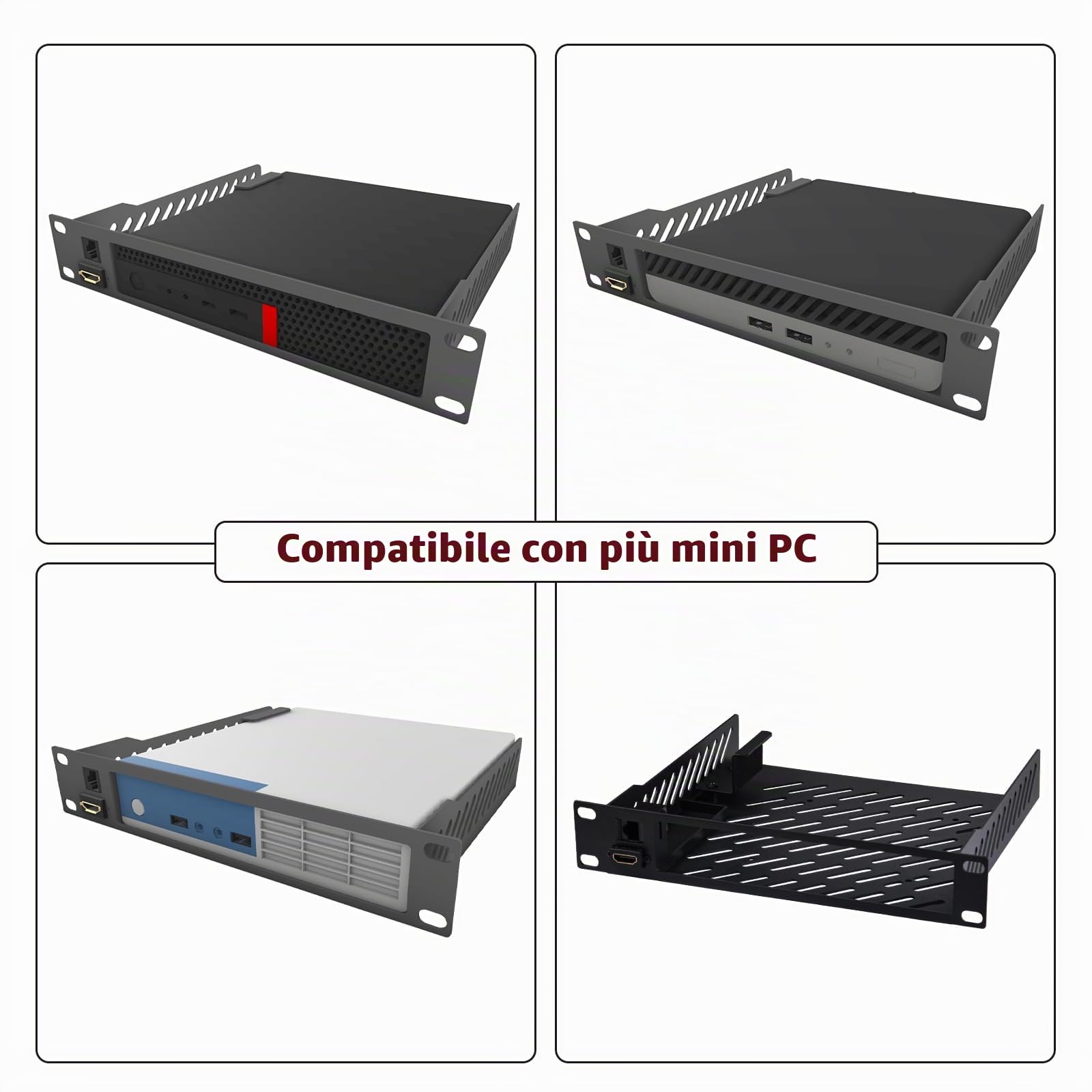 GeeekPi Mensola per mini PC rack da 10" 1U con porta RJ45 CAT6 e porta HDMI per DeskPi RackMate T1/T0
