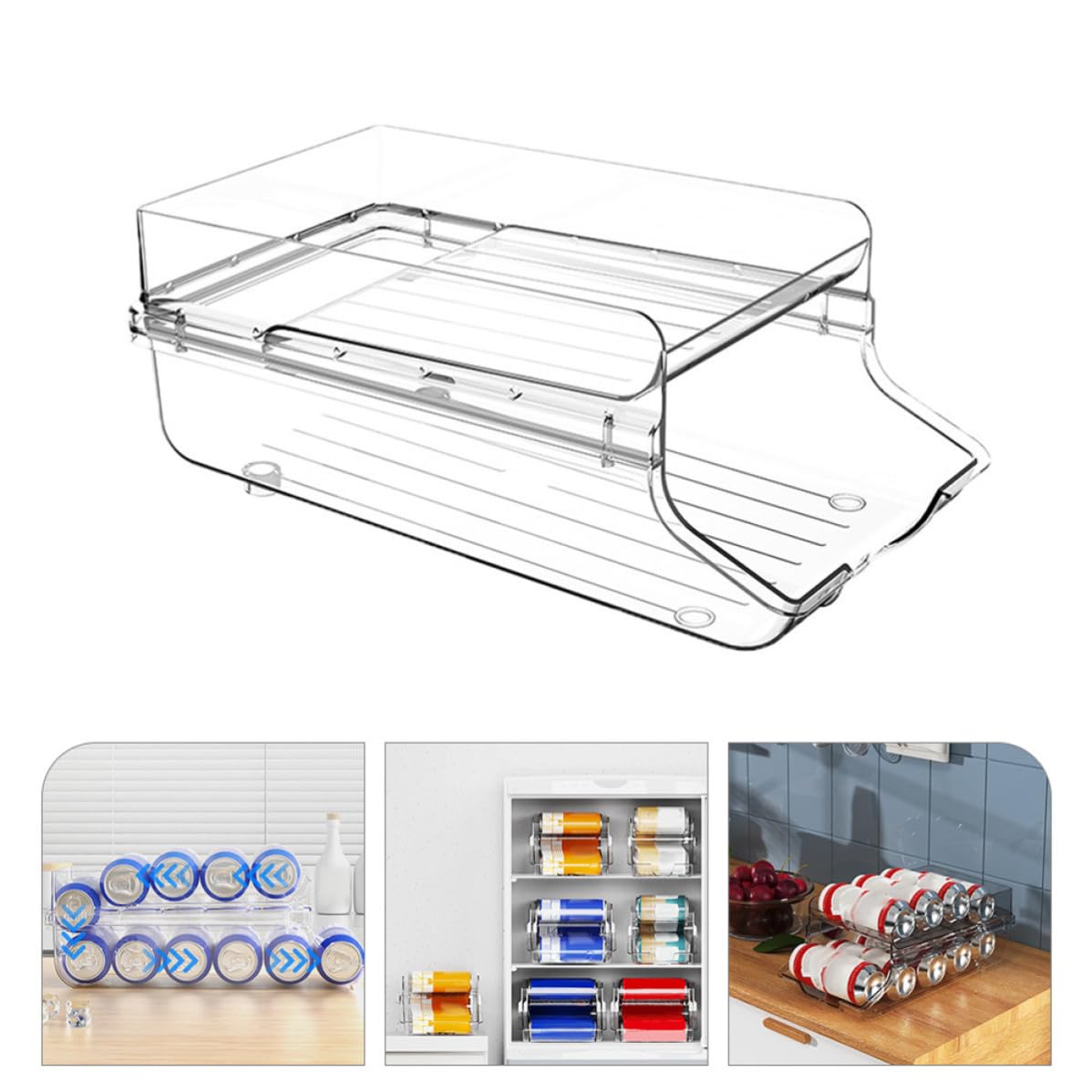 Homoyoyo Organizador de Plástico Refrigerador de Doble Capa Latas