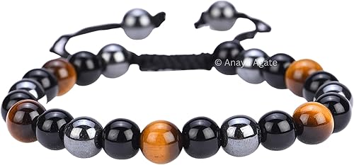 Vista 259 de Adjustable Crystal Bracelet – Gemstone Bead Bracelet with Adjustable Macrame String – Chic Gemstone Bracelet for Men and Women – 8mm Round Healing