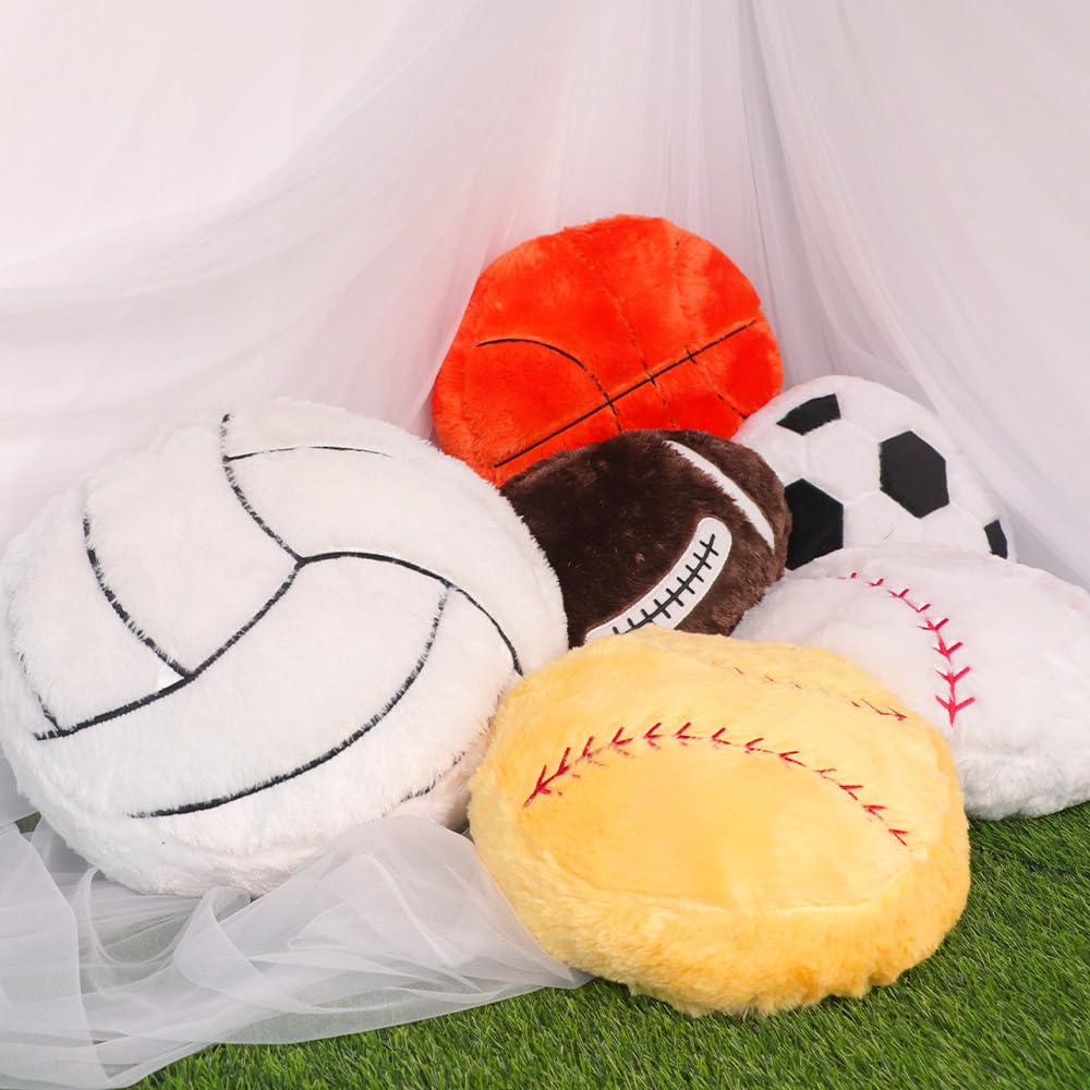 TONGMAN 14inch Football Throw Pillow,Fluffy Soccer Ball Stuffed Toys,Soft Soccer Stuffed Sport Balls Toys,Ball Pillow Soft Durable Plush Pillow Toy Sofa Decoration Gift (Baseball) - Image 4