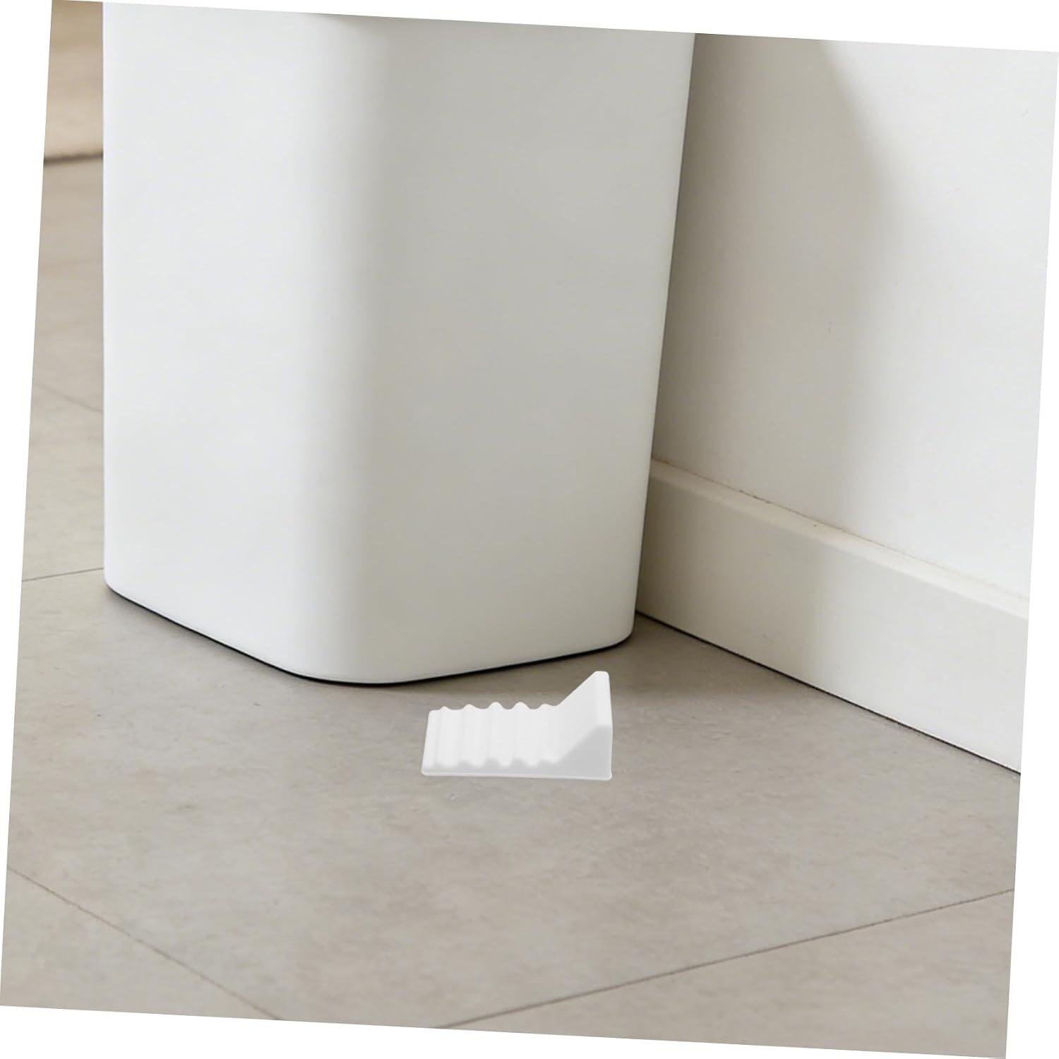 Luxshiny 4pcs Self-Adhesive Silicone Trash Can Wall Protectors – Anti-Collision Bumpers for Kitchen Garbage Bin – White Cushioned Pads to Prevent Sliding and Protect Walls