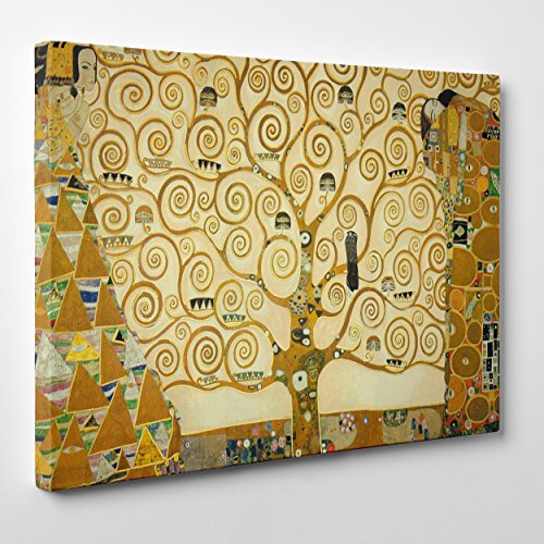 Quadro su Tela Canvas - INTELAIATO - Pronto da Appendere - L'Albero della Vita - Gustav Klimt - Cultura Arte - Art Nouveau Stile Liberty - 50x70cm - Senza Cornice - (cod.199)