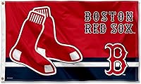 Vista 1 de WinCraft Bandera de Boston Red Sox Logo Insignia de 3 x 5 pies con ojales