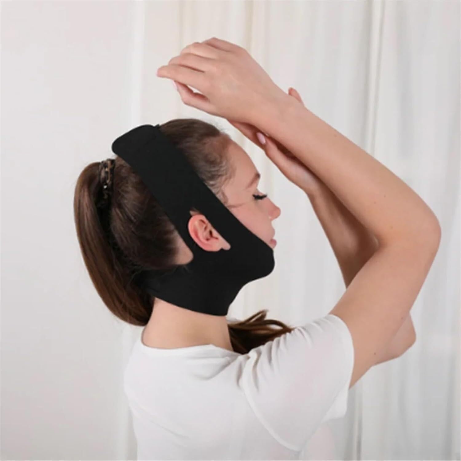 Elastic Face-Slimming Chin-Lifting V-Shape Facial Shaping Band for Women Skincare and Beauty Tool(Rose Red)