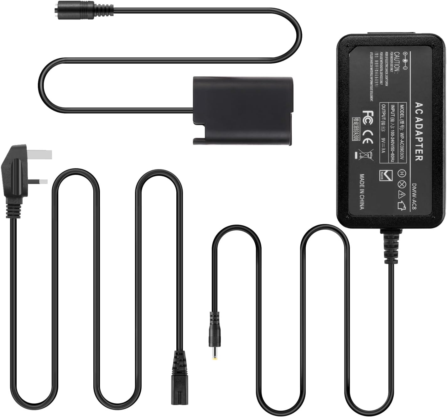 Adaptateur Secteur DMW-AC8 Subtel - Alimentation Continue Pour Appareil Photo, Remplace La Batterie, 3.3m
