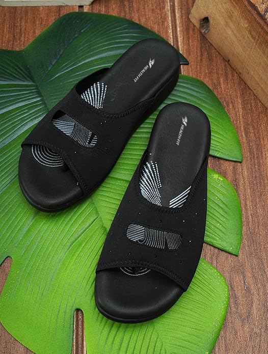 Image of HEALTH FIT EXTRA SOFT Women's Comfortable Memory Foam Doctor Slippers /Flip-Flops|Fashionable Casual & Stylish|Lightweight & Breathable|Outdoor Synthetic Casual Chappals Sandals Ladies & Girls HF25