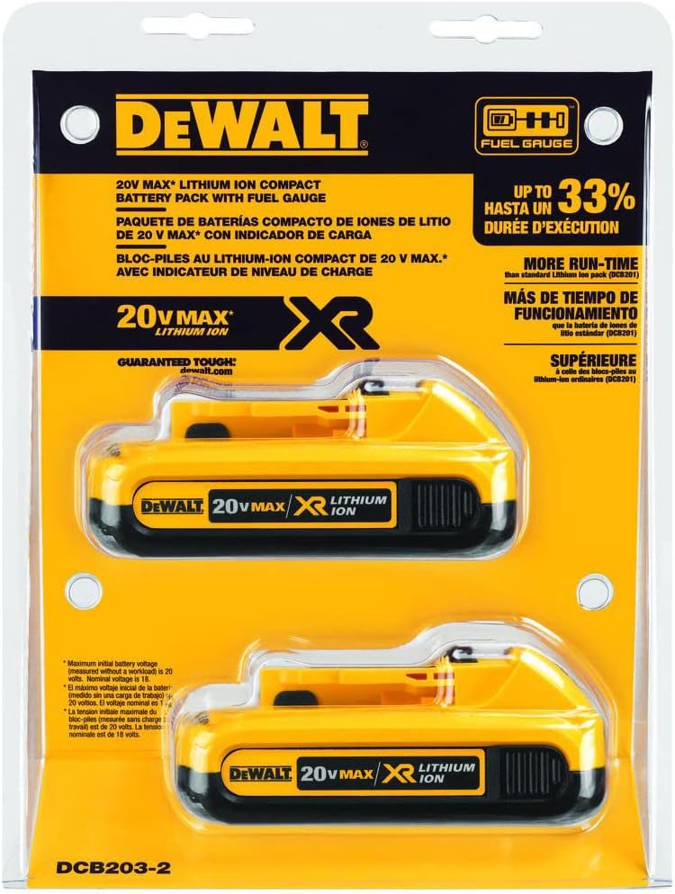 DEWALT 20V MAX Battery, Compact 2.0Ah Double Pack (DCB203-2) - Image 2