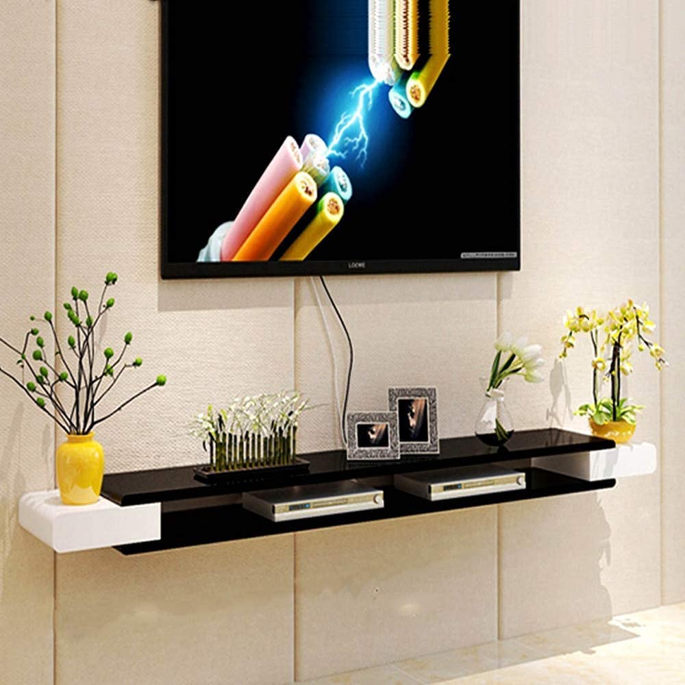 Mensola sospesa da parete per TV, mobile per soggiorno, con lettore DVD/Blu Ray, supporto da parete per TV, 130 cm