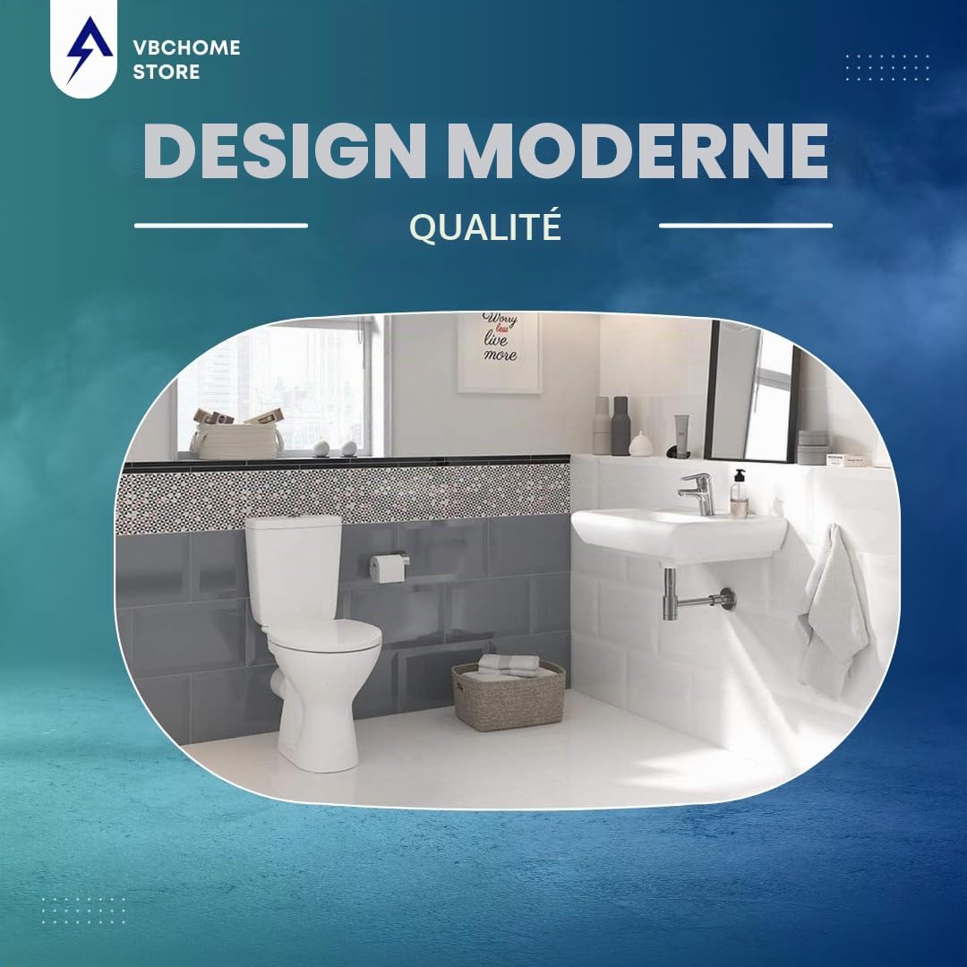 Merida Set WC complet en céramique avec réservoir de chasse et siège WC en polypropylène pour sortie d’eau horizontale
