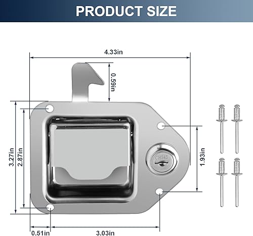 Miniatura 2 de BAUMFEUER Caja de herramientas de repuesto para camión, caja de herramientas de acero inoxidable, manija de repuesto con llaves para camión, RV,