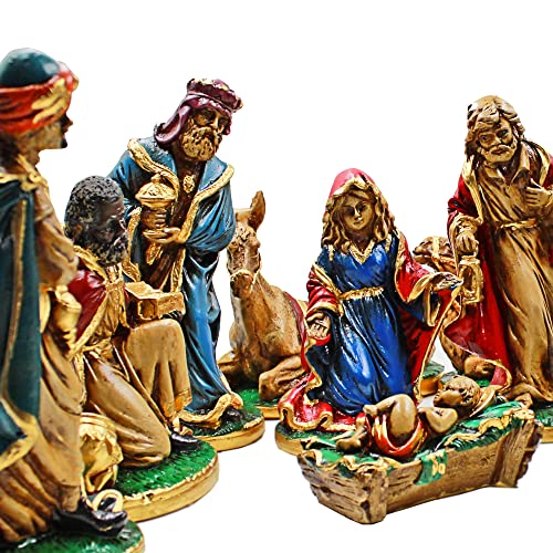 Presépio de Natal Em Gesso Completo 13 Peças 28cm - Enfeites de Natal