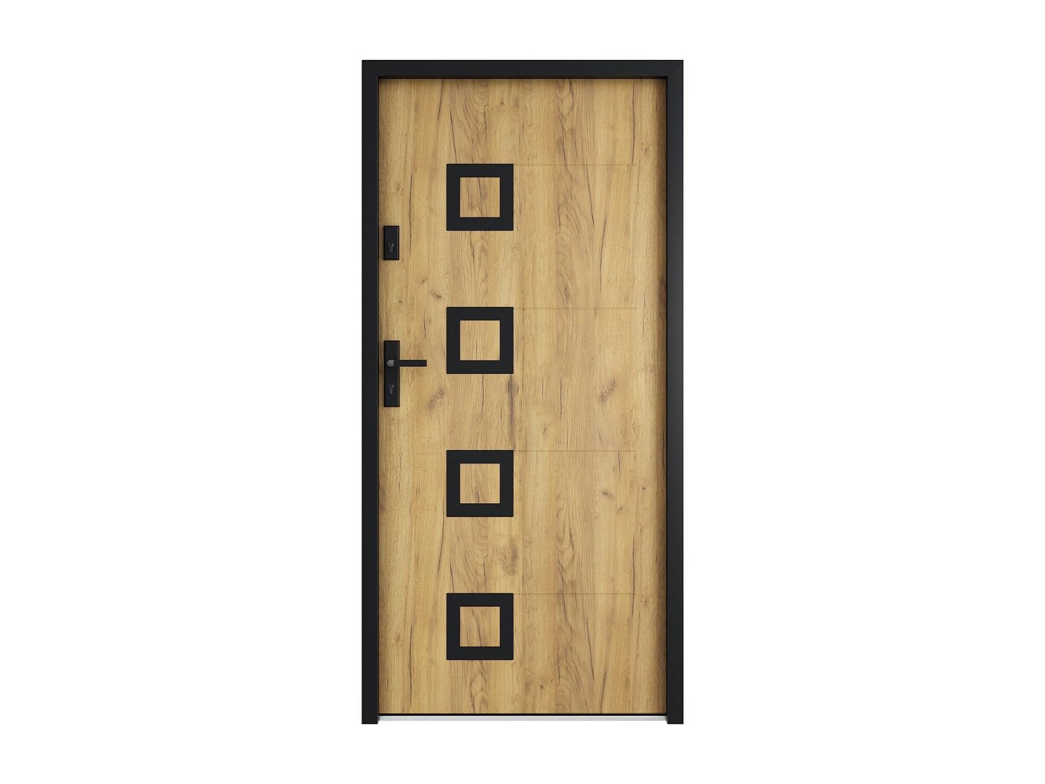 Vente-unique - Puerta de entrada de acero con inox Alt. 207 x Ancho 100 cm acabado roble - apertura derecha - TIFANA