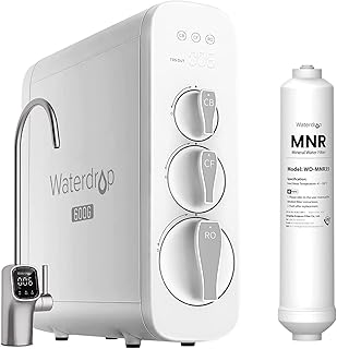 Waterdrop G3P600 Umkehrosmoseanlage mit Remineralisation, 600 GPD, 8000 Liters, Entkalkungsanlage RO System unter der Spüle, Reduziert TDS, 2:1 Rein zum Abfluss, Intelligenter LED-Wasserhahn