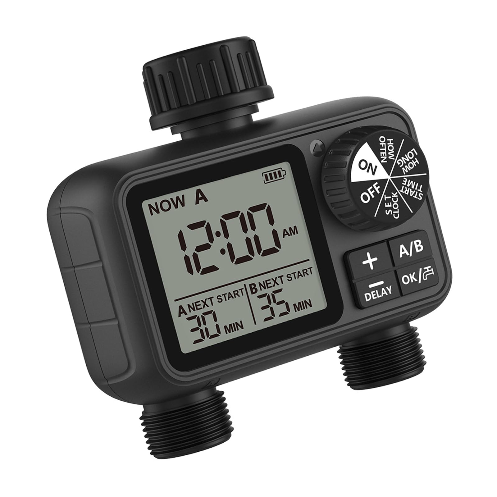 LCD Watering Timer with Two Outlet Design, Programmable 2 Styles Schedule Control for Garden and Greenhouse Home Use Two Outlet Irrigation Timer Garden Watering Hose Programmable Irrigation Lcd Faucet