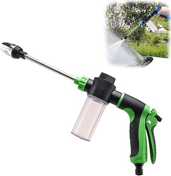 Pressure Washer, High Pressure Water Gun, Water Hose Nozzle, with 360 Rotating for Three Spray Modes, Various Spray Effects, Equipped with Metal Joints Green