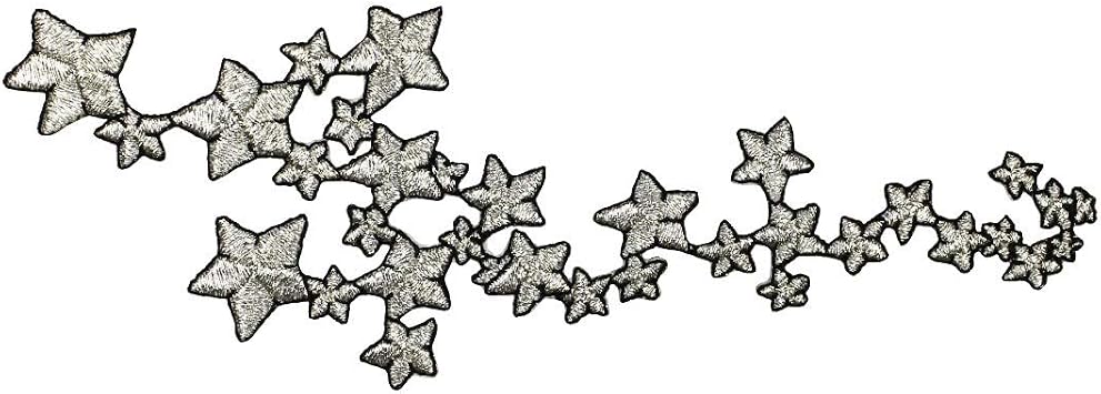 ID 5137 Silver Stars Cluster Patch Shooting Night Embroidered Iron On Applique