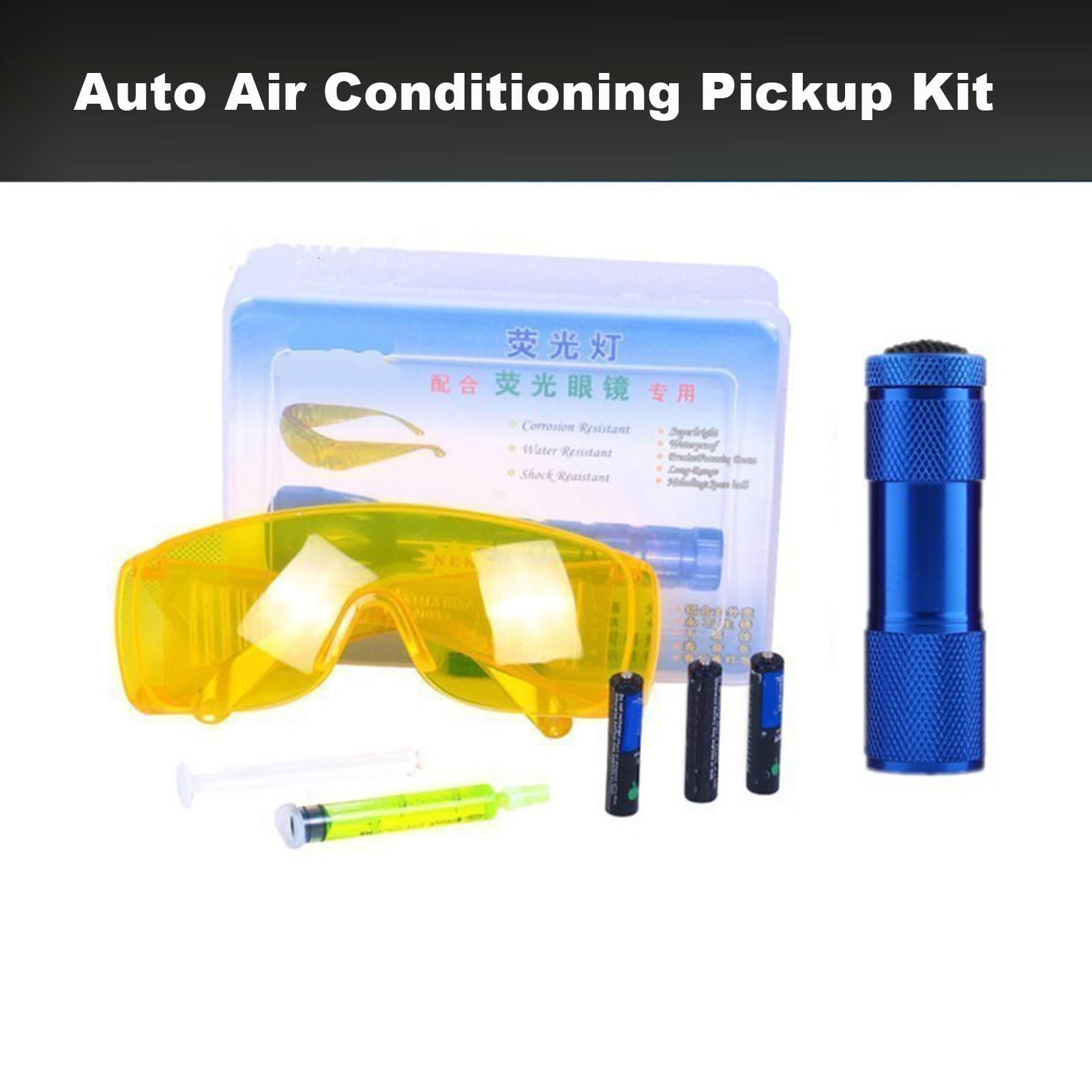 Kits de Detector de Fugas | Gafas Aire Acondicionado Kit de detectores de Fugas precisas | Herramientas de detección de Grietas de CA - Linterna UV de ABS 10 ml Dye HVAC Detecciones f