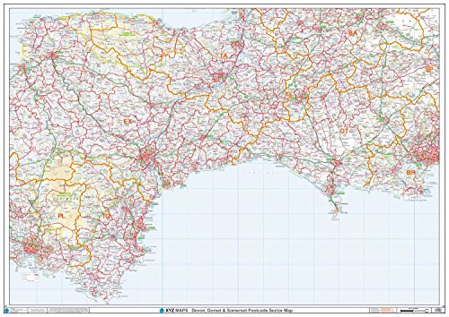 Carte Devon Dorset Somerset avec revêtement en plastique haut de gamme et précis