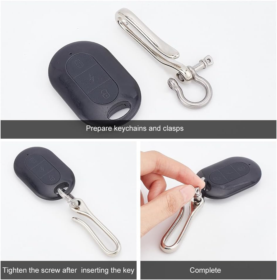 PH PandaHall Platinum Keychain, Brass U-Shape Hook Keychain with D Ring, Heavy Duty Car Key Holder for Men Women