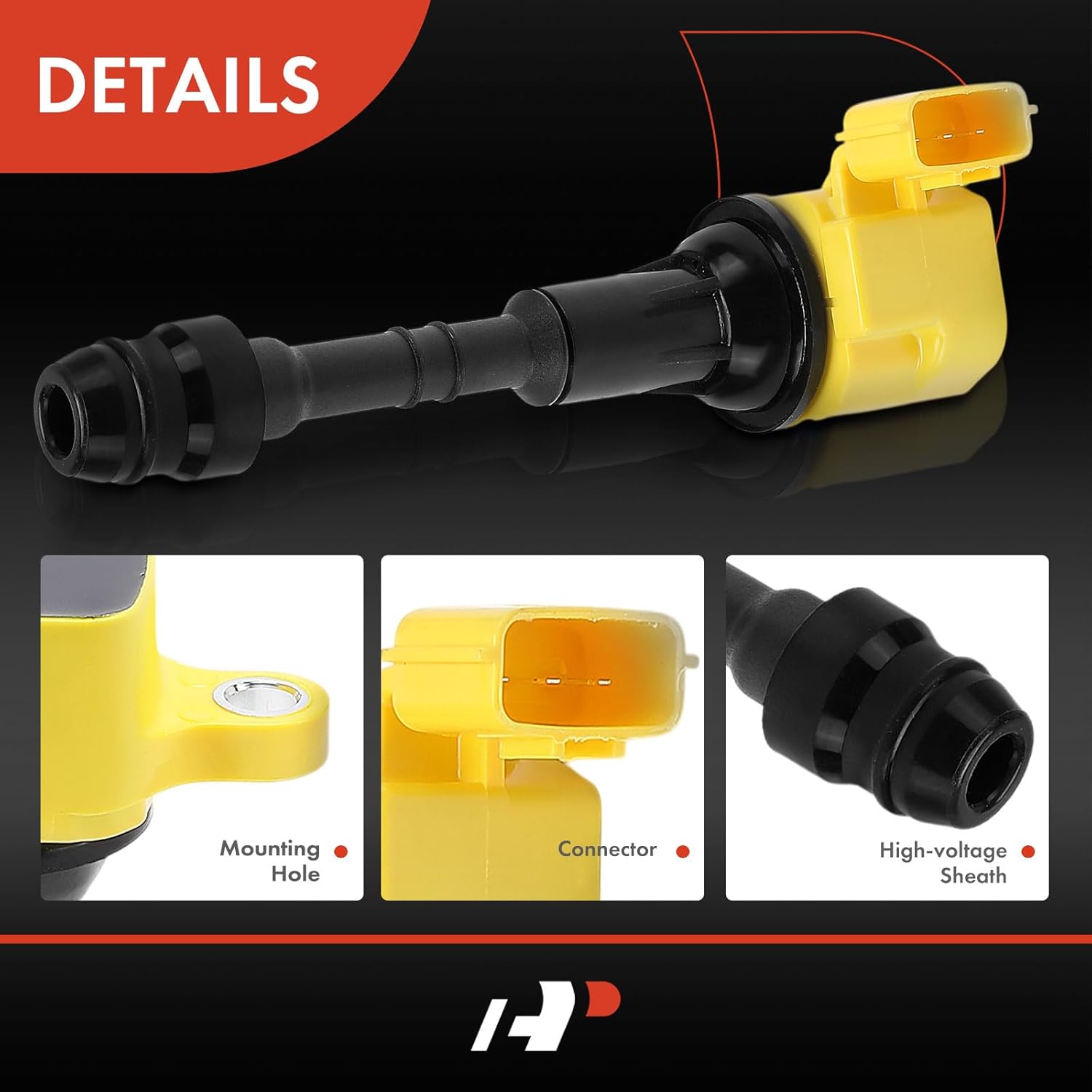 A-Premium Engine Ignition Coil Pack Compatible with Nissan Altima, Frontier, Murano, Pathfinder, Maxima, Xterra, Quest, NV1500, NV2500, NV3500 & Suzuki Equator & Infiniti I35, QX4, Yellow, Set of 6