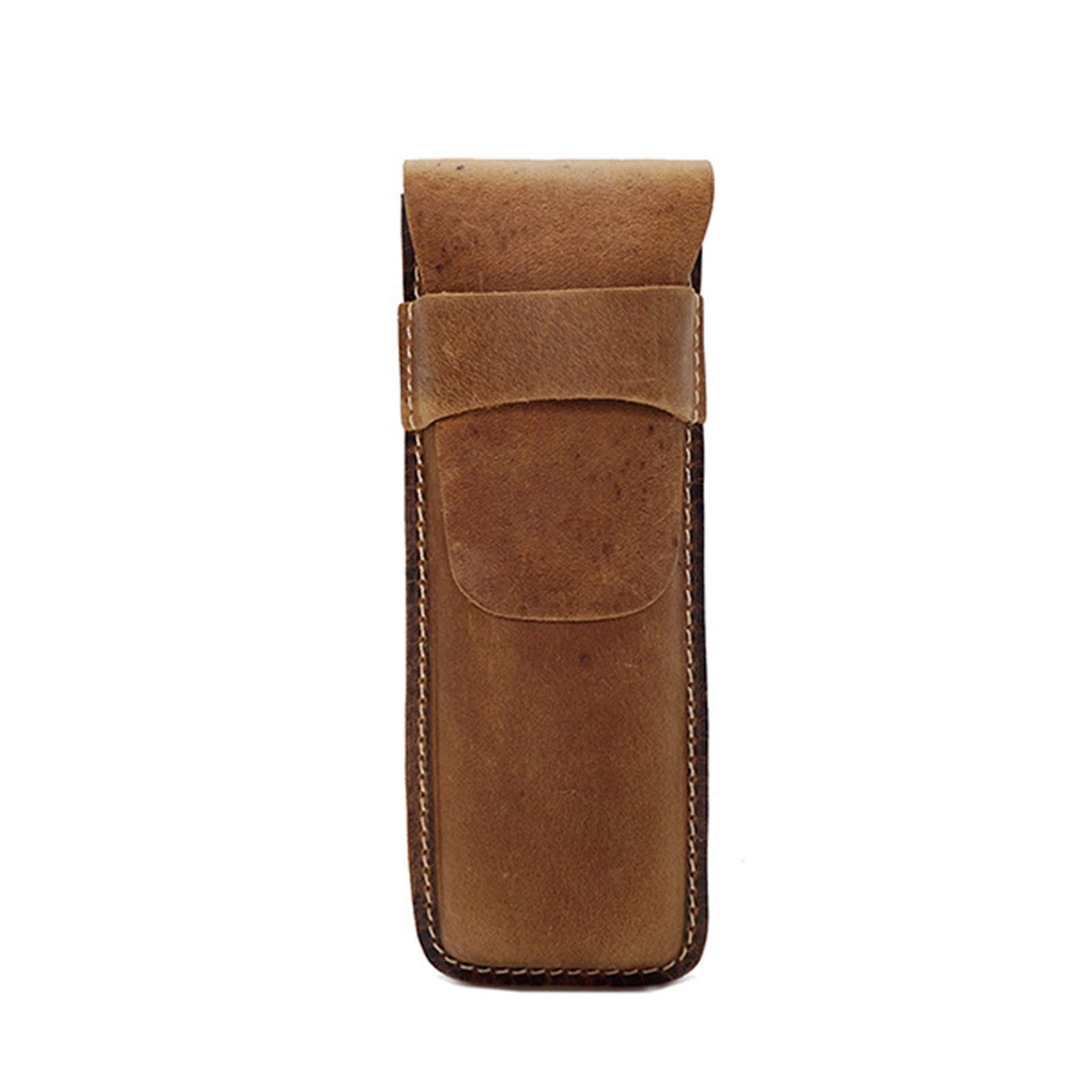 Piórniki, artykuły szkolne do domowego biura Vintage skórzany pokrowiec na ołówek Miękki skórzany pokrowiec na ołówek Etui na pióro Etui na kieszenie, schowek (ciemnobrązowy, 17x6x1.8cm) (jasnożółty