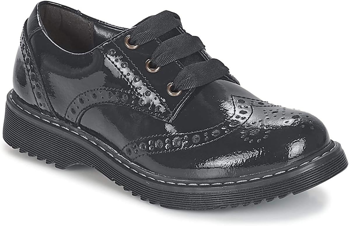 Startrite Impulsive Black Patent Leather Girls Lace Up Brogue School Shoes 4