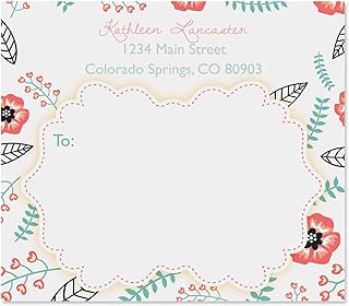 Colorful Images Joyful Floral Personalized Package Shipping Labels, Add Names & Addresses, Set of 36 Easy Peel Flat Mailing Address Label Sheets, 3⅞” x 3⅜”, 1 Design