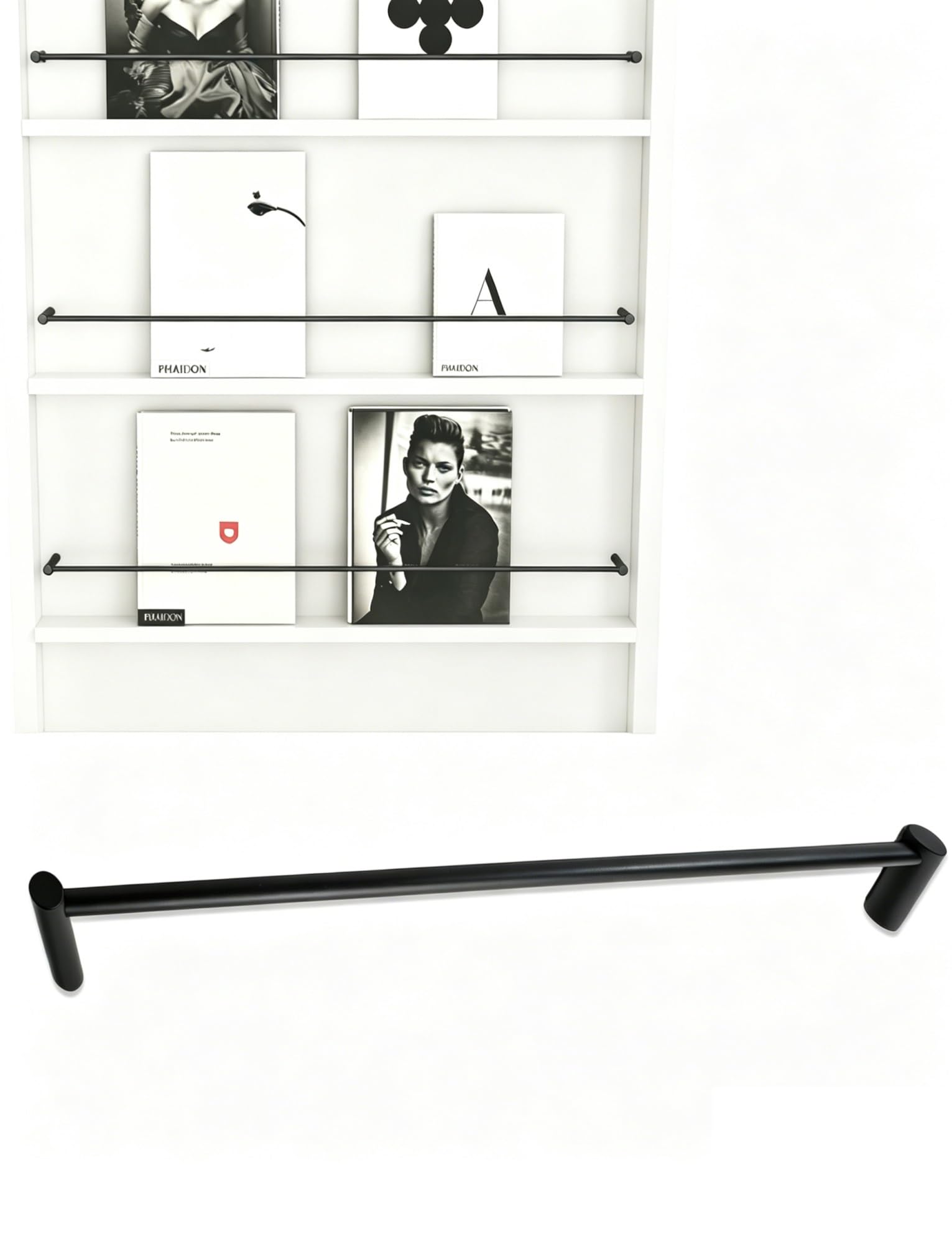 Aluminum Fence for Shoe Rack, Decorative Shelf Guard Rail for Wood Cabinets, Wardrobe Barrier Rod, Display Cupboard(Black,71cm/28in)