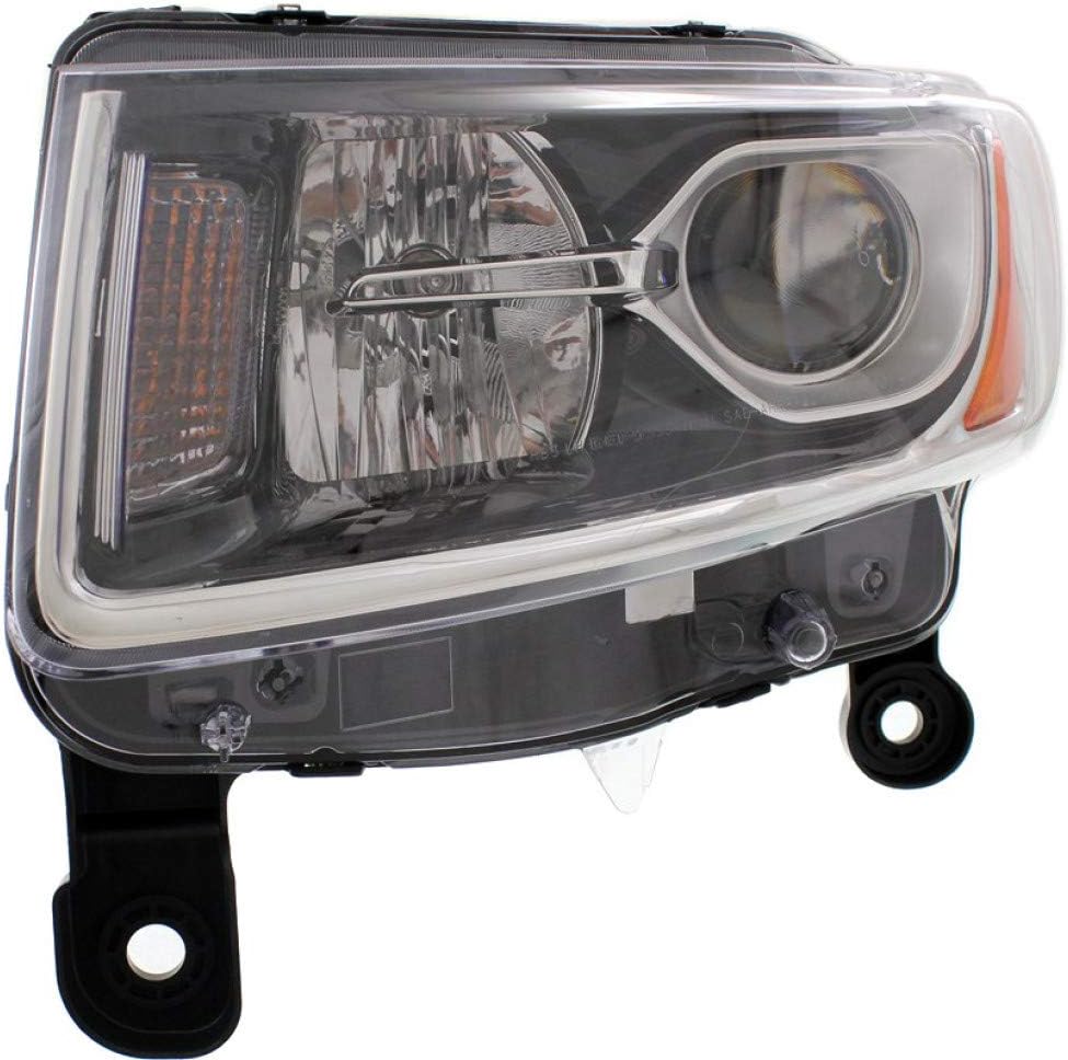 CarLights360 For Jeep Grand-Cherokee Headlight 2014 2015 2016 Driver Side Bulbs Included DOT Certified CH2502247 | 68110997AF; Std Type; Chrome