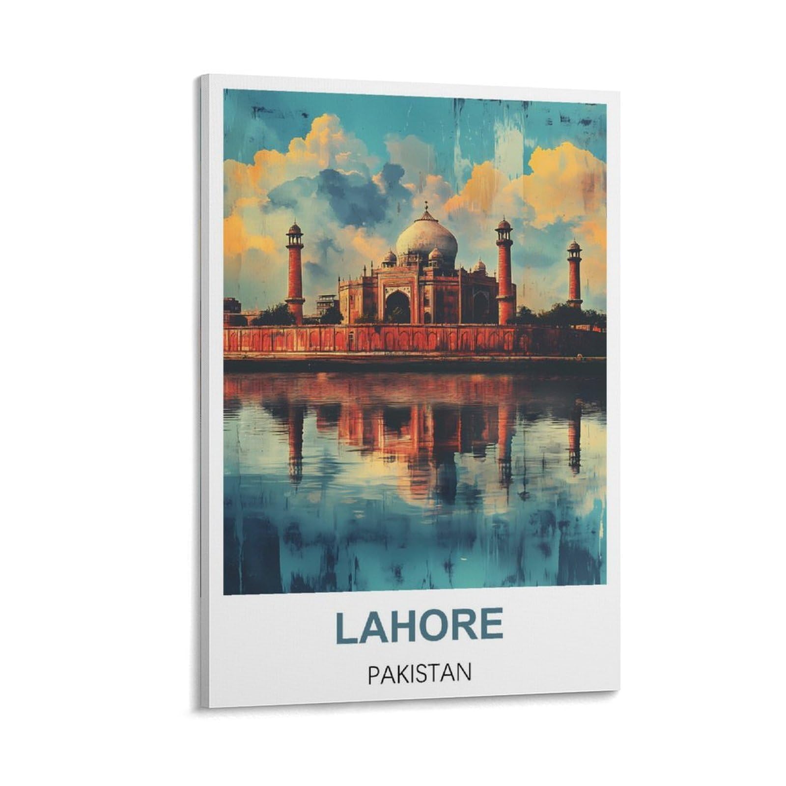 Fjiwecwsq Frame-Style Lahore Pakistan Vintage Travel Posters 08X12inch(20X30cm) Canvas Wall Art Painting Prints