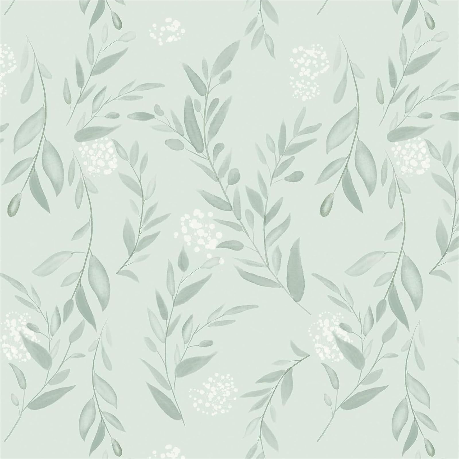 BTGYTTKL Self Adhesive Wallpaper Sage Green Foliage Removable Waterproof Contact Paper for Bathroom and Cabinet Surface Makeover(1mx44cm)