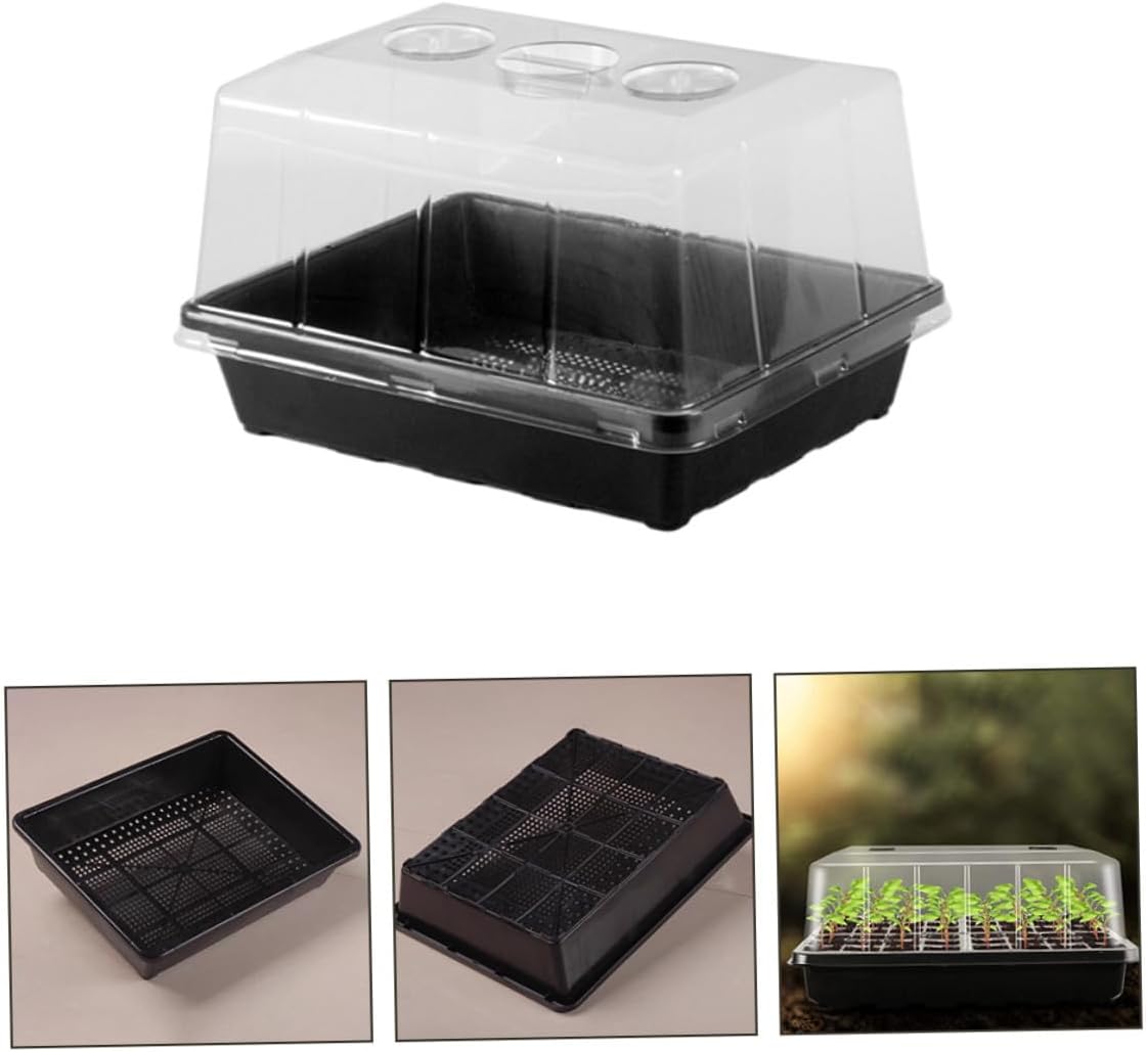 BESPORTBLE Seedling Tray Germination Plate with Raised Lid Plastic Growing Trays for Garden Plants Multi-Cell Plant Starter Suitable for Indoor and Outdoor Gardening