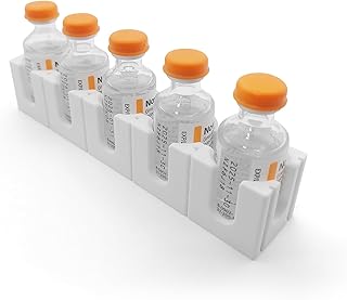 Insul-Stor Insulin Refrigerator Storage Caddy, Space Saving Insulin Vial Holder, Includes Adhesive Dot to Mount on Fridge Wall, Modular Design Snaps Together for Customized Storage (Set of 5 Units)
